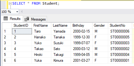 C# でストアードプロシージャの結果を SqlDataReader を使って取得する 1